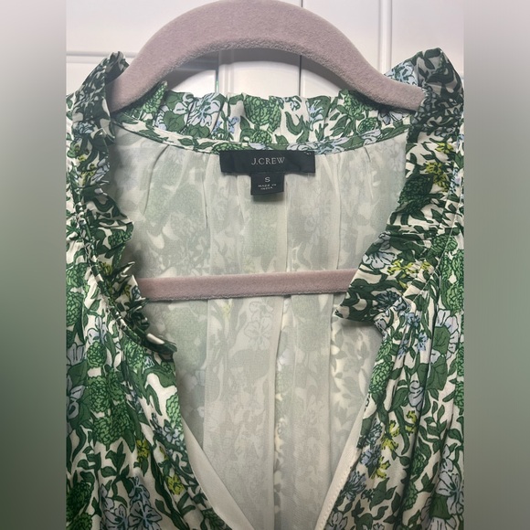 J Crew Smocked Waist Featherweight Satin Dress Floral - Picture 5 of 6